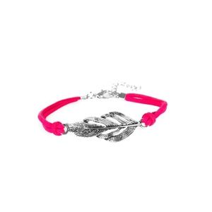 Paparazzi- Pink and silver feather bracelet